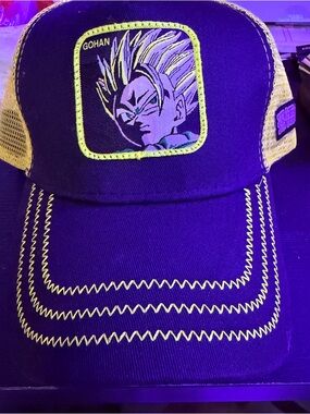 DRAGON BALL Z GOHAN Trucker Hat SnapBack with embroidered patch and Logo.